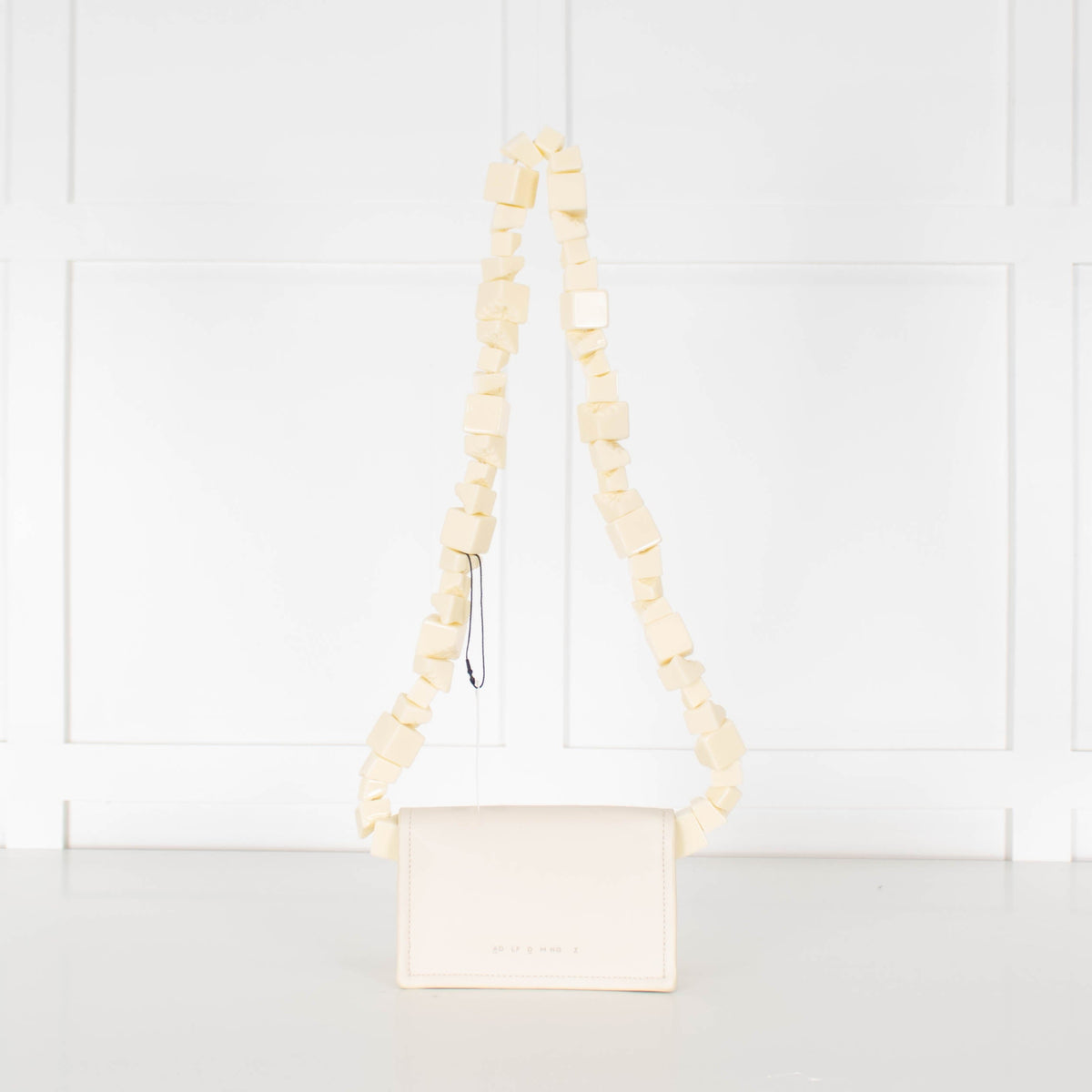 Adolfo Dominguez Cream Crossbody Bag with Chunky Bead Strap