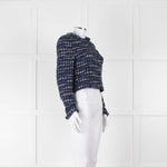 Boutique Moschino Blue With Freyed Hem Boucle Jacket