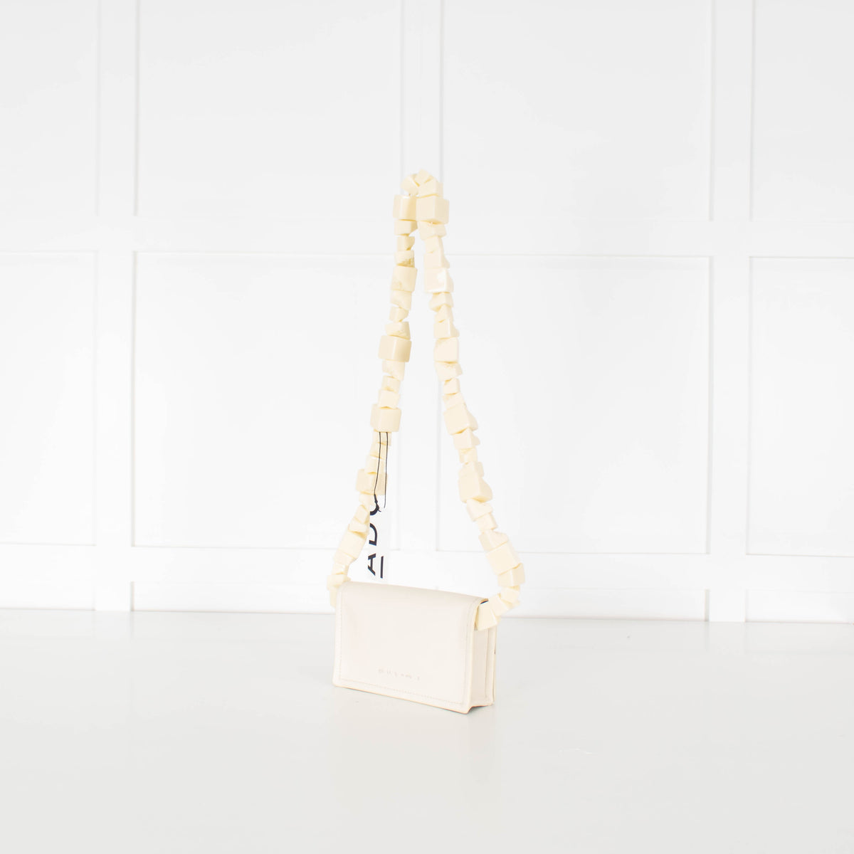 Adolfo Dominguez Cream Crossbody Bag with Chunky Bead Strap