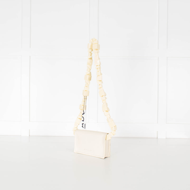 Adolfo Dominguez Cream Crossbody Bag with Chunky Bead Strap