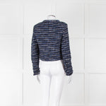 Boutique Moschino Blue With Freyed Hem Boucle Jacket