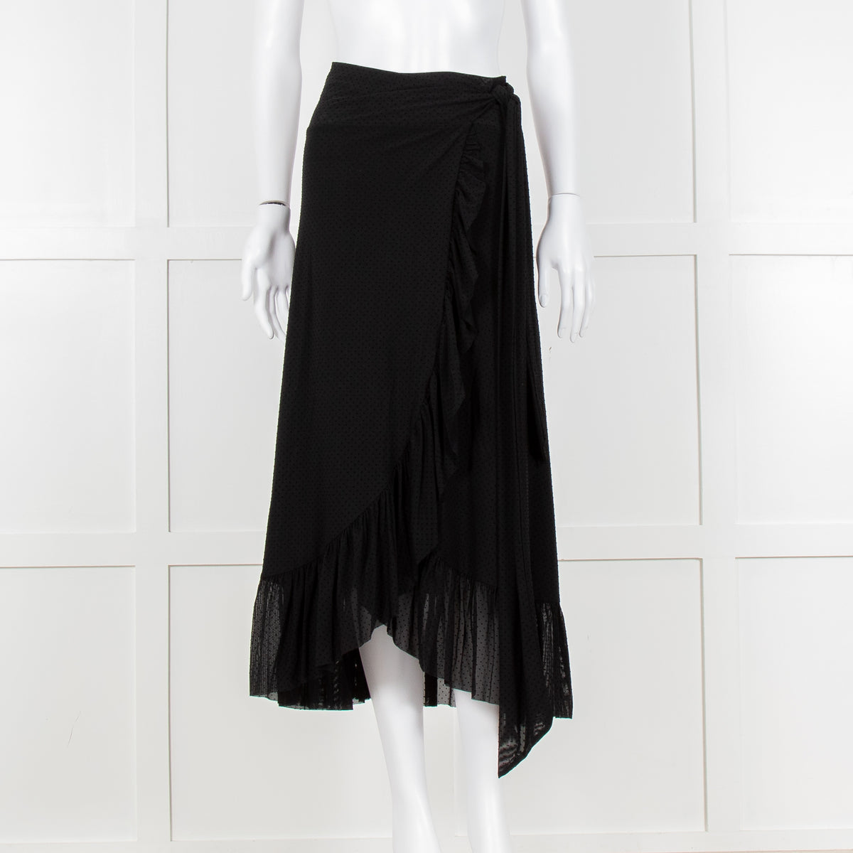 Ganni Black Ruffle Wrap Skirt