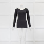 Brunello Cucinello Grey Long Sleeve Top Bead V Neck