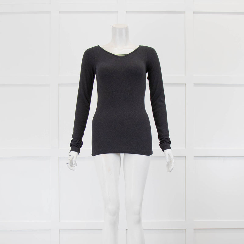 Brunello Cucinello Grey Long Sleeve Top Bead V Neck