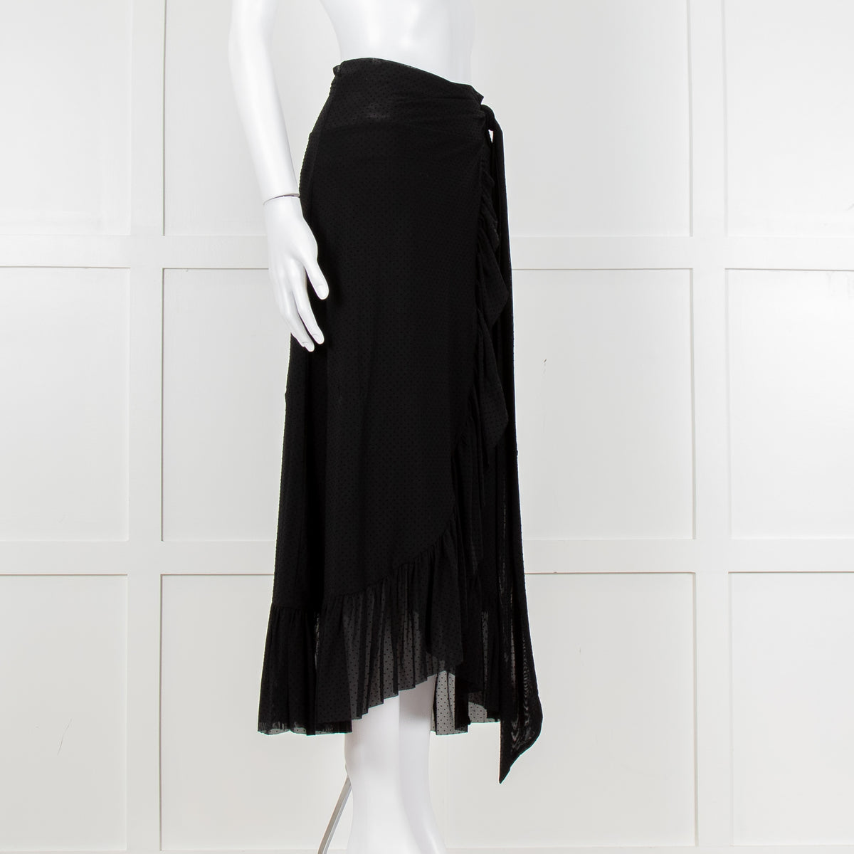 Ganni Black Ruffle Wrap Skirt