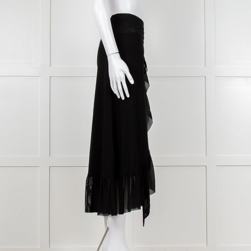 Ganni Black Ruffle Wrap Skirt