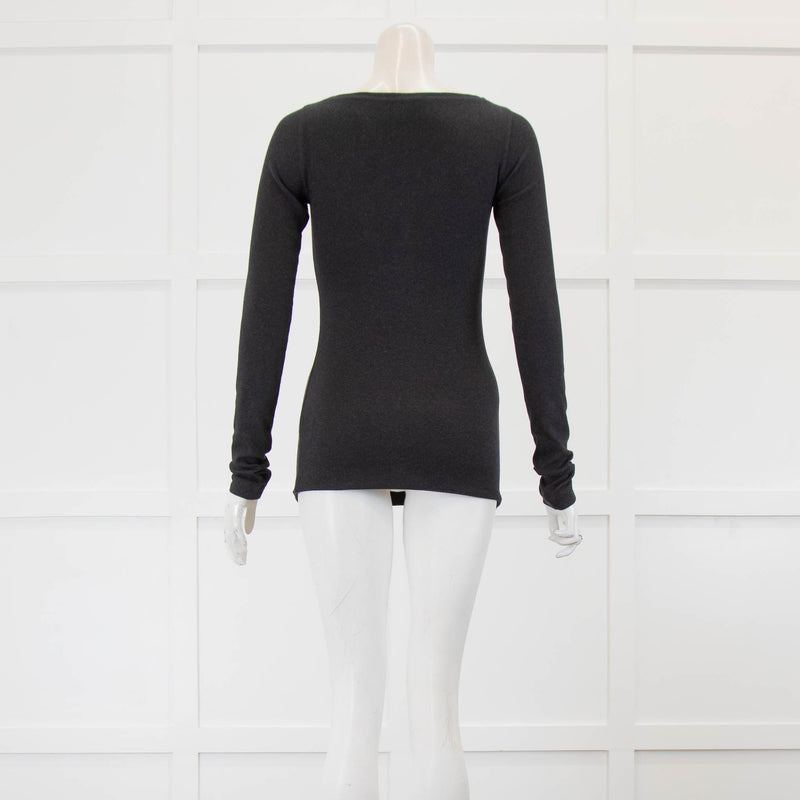 Brunello Cucinello Grey Long Sleeve Top Bead V Neck