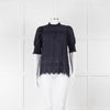 Me+Em Navy Broderie Anglaise Short Sleeve Blouse