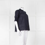 Me+Em Navy Broderie Anglaise Short Sleeve Blouse