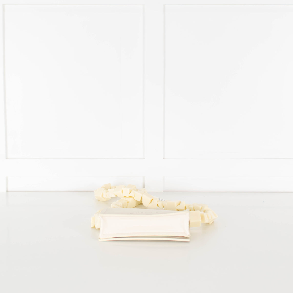 Adolfo Dominguez Cream Crossbody Bag with Chunky Bead Strap