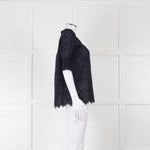 Me+Em Navy Broderie Anglaise Short Sleeve Blouse