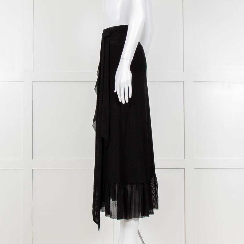 Ganni Black Ruffle Wrap Skirt