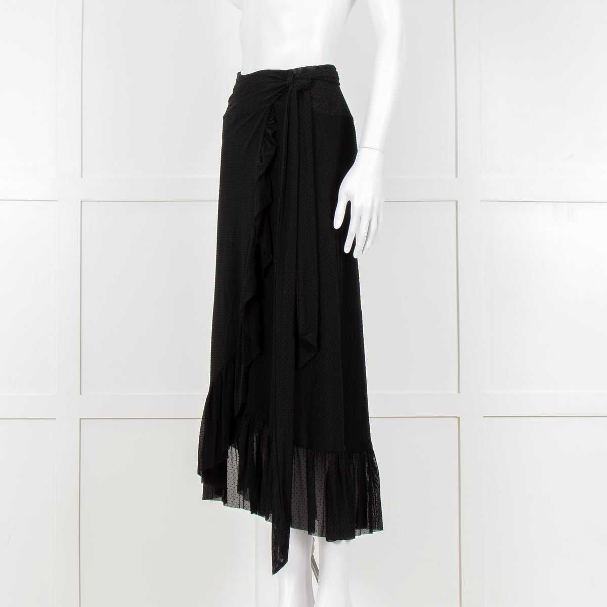 Ganni Black Ruffle Wrap Skirt