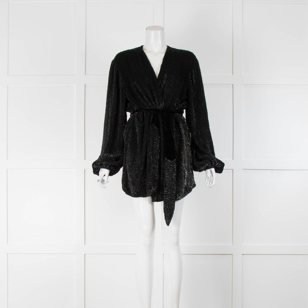 Retrofete Black Sequin Wrap Mini