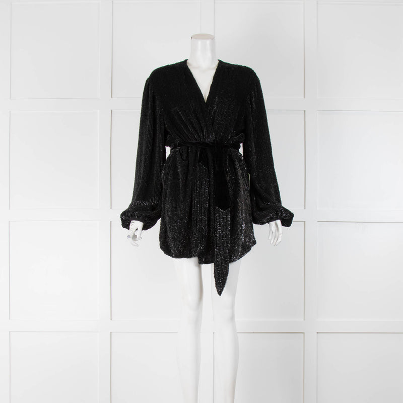 Retrofete Black Sequin Wrap Mini