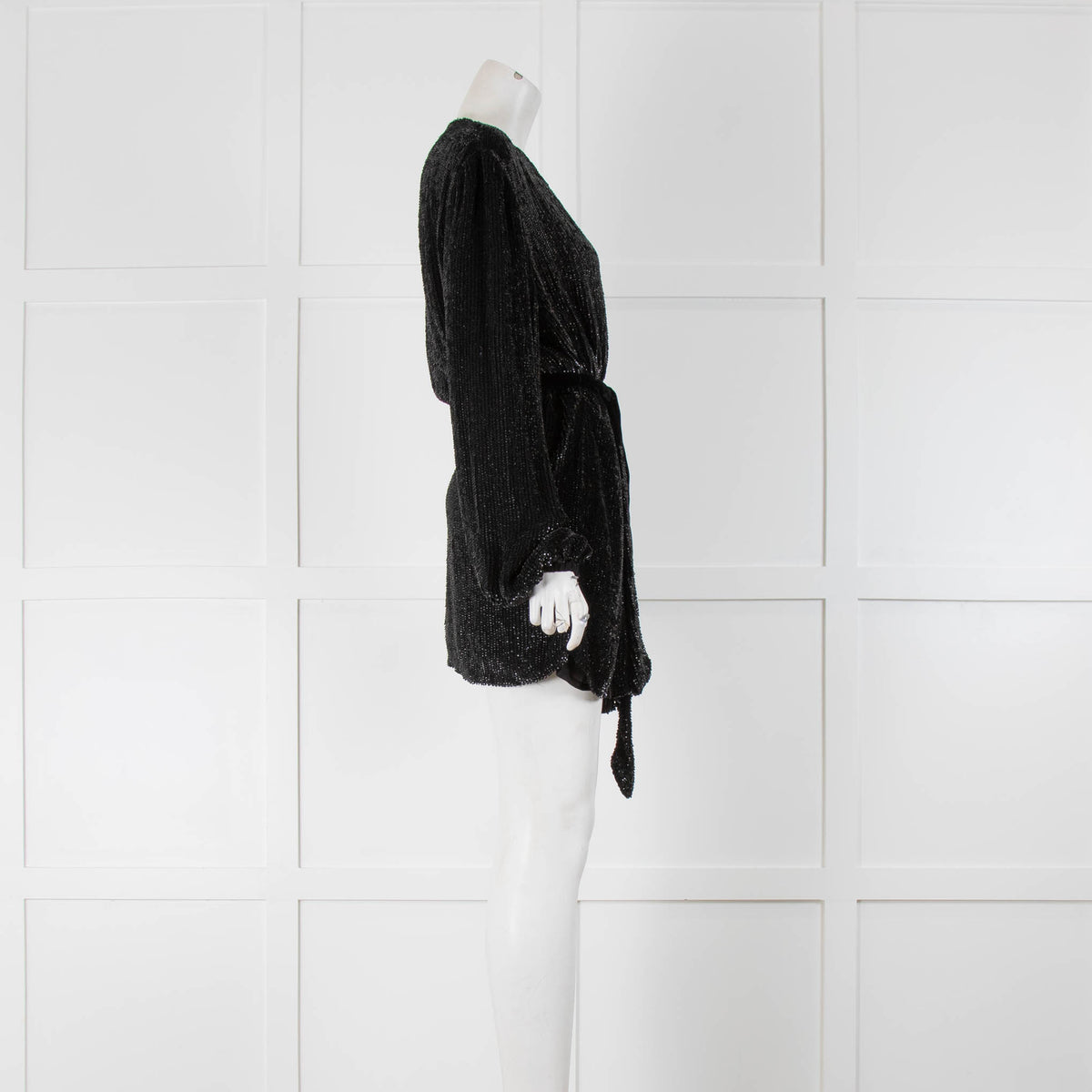 Retrofete Black Sequin Wrap Mini