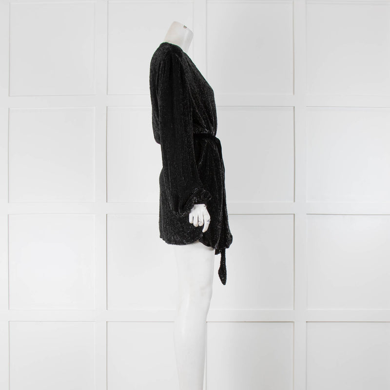 Retrofete Black Sequin Wrap Mini