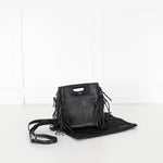 Maje Black Fringed Frame Handle Crossbody Bag