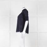Me+Em Navy Broderie Anglaise Short Sleeve Blouse