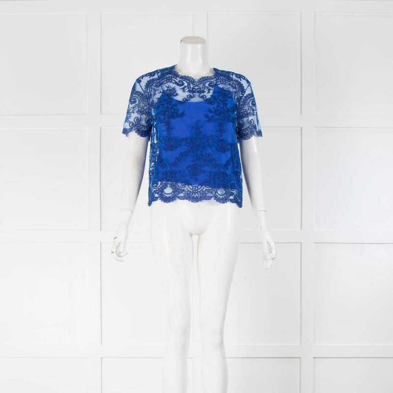 Ermanno Scervino Royal Blue Lace Top With Vest