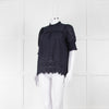 Me+Em Navy Broderie Anglaise Short Sleeve Blouse