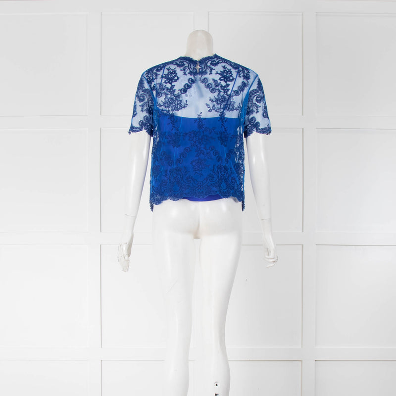 Ermanno Scervino Royal Blue Lace Top With Vest