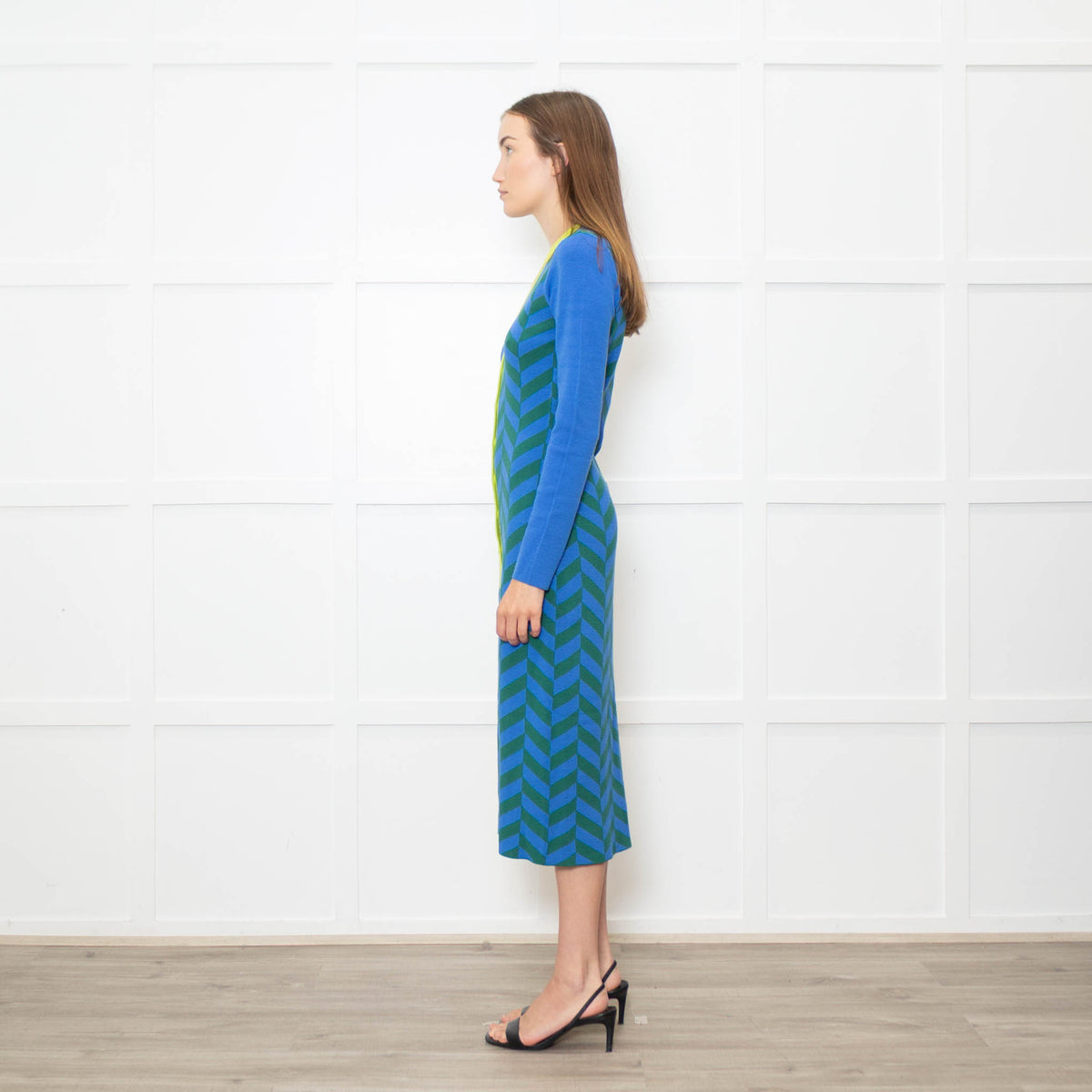 Rhode Green and Blue Chevron Knit Shirt Dress
