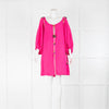 Isabel Marant Hot Pink Silk Pom Pom Trim Kaftan Dress