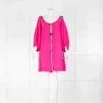 Isabel Marant Hot Pink Silk Pom Pom Trim Kaftan Dress