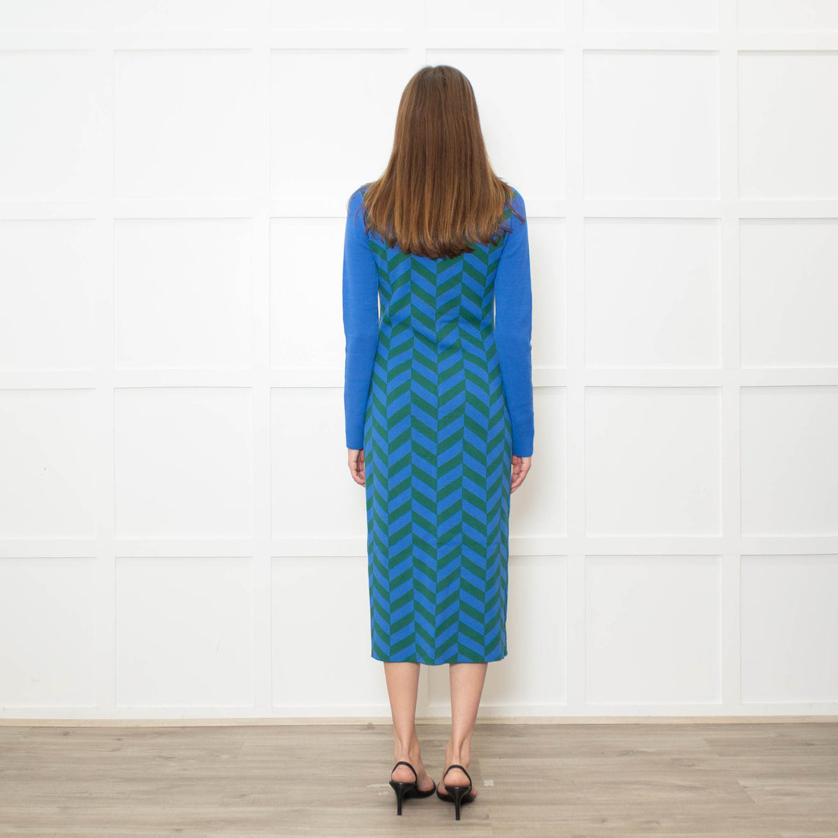 Rhode Green and Blue Chevron Knit Shirt Dress