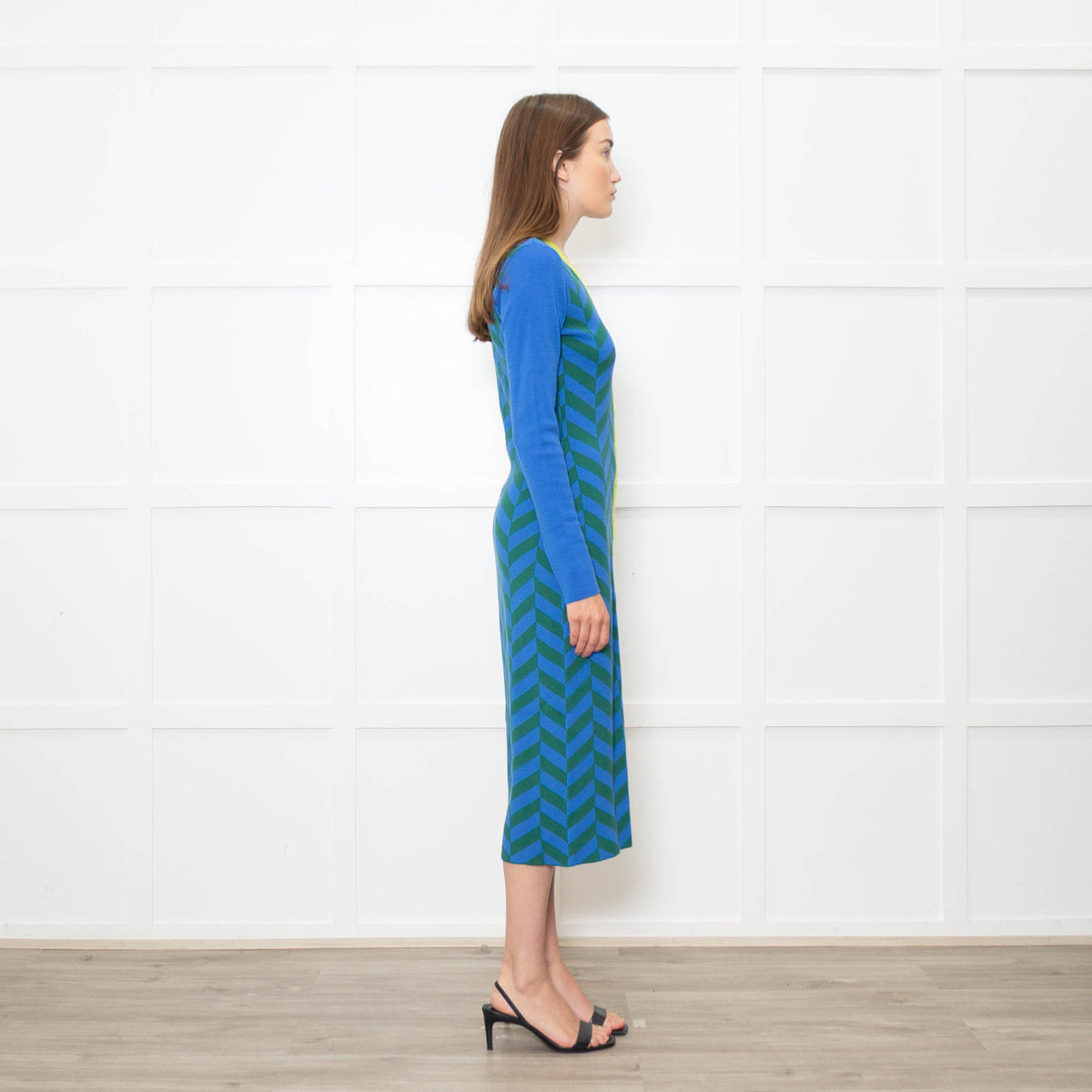Rhode Green and Blue Chevron Knit Shirt Dress