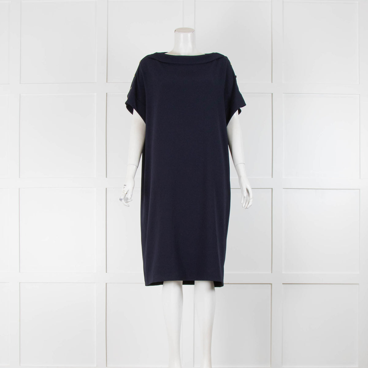 Escada Button Shoulder Shift Dress