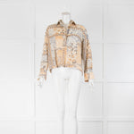 Mes Demoiselles Neutral Grey Peach Print Cotton Blouse