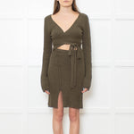 Acne Studios Khaki Green Rib Knit Wrap Front Dress