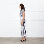 Self-Portrait Silver Sequin Twist Front Gown