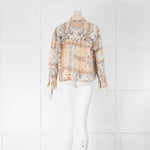Mes Demoiselles Neutral Grey Peach Print Cotton Blouse