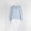 Ridley Blue White Floral Big Collar Cotton Blouse