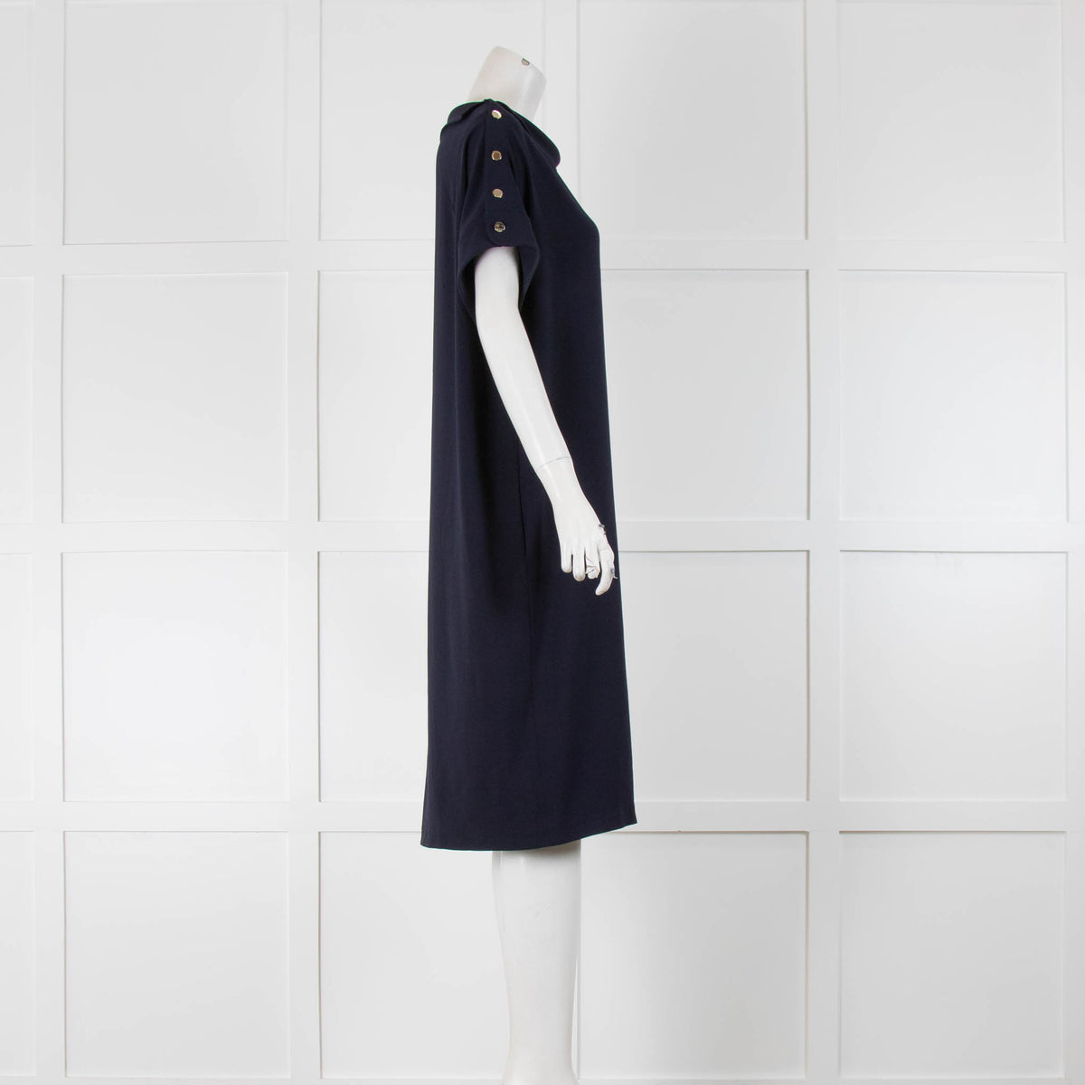 Escada Button Shoulder Shift Dress
