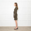 Acne Studios Khaki Green Rib Knit Wrap Front Dress