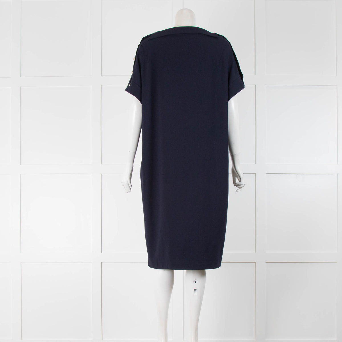 Escada Button Shoulder Shift Dress