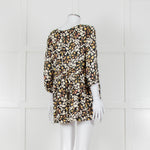 Ba&sh Black With Green And Pink Floral Print V Neck Top