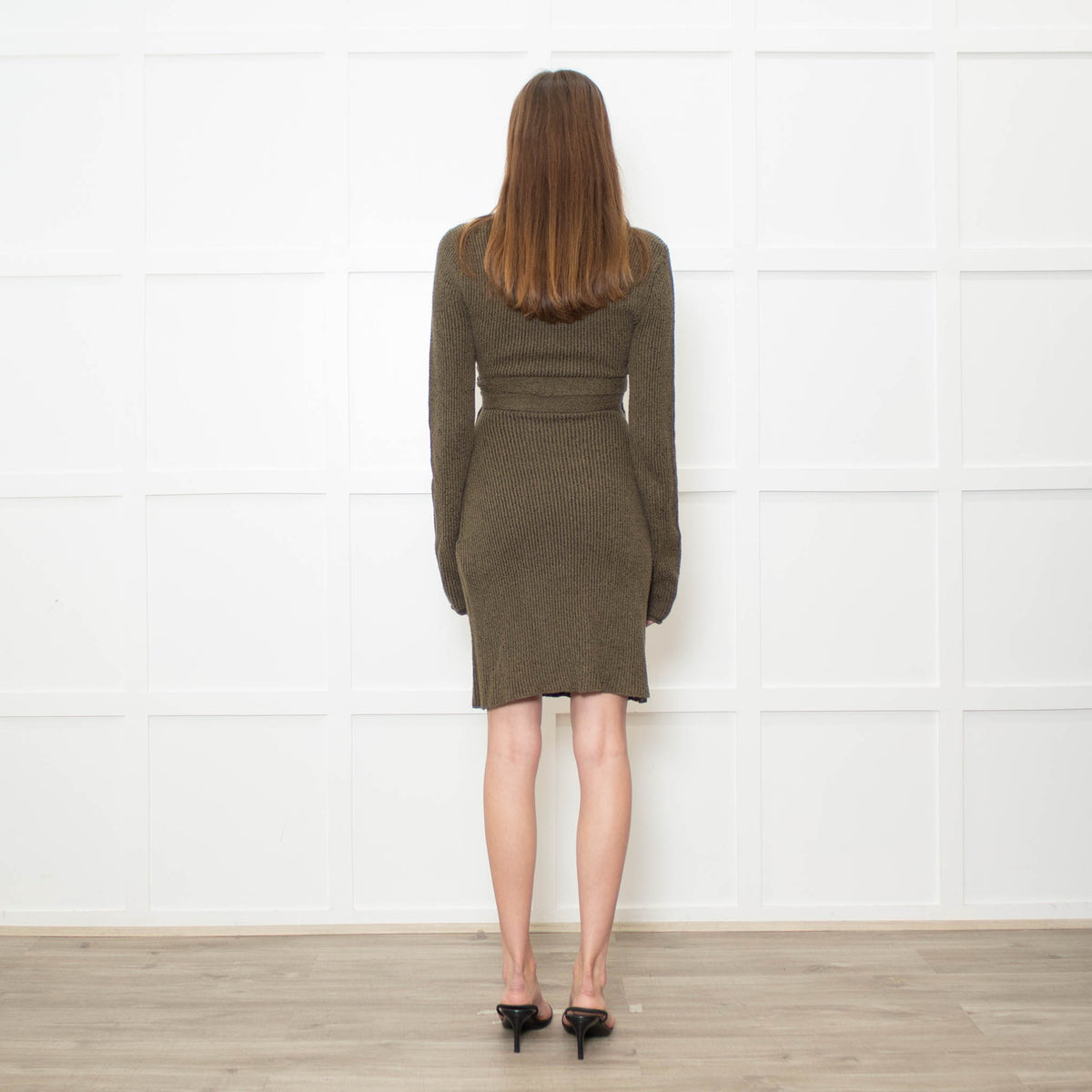 Acne Studios Khaki Green Rib Knit Wrap Front Dress