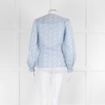 Ridley Blue White Floral Big Collar Cotton Blouse