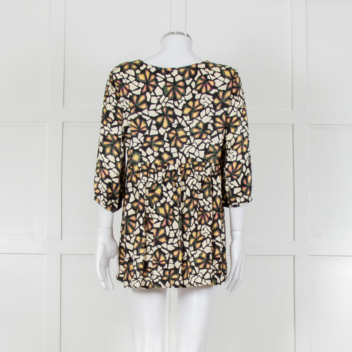 Ba&sh Black With Green And Pink Floral Print V Neck Top