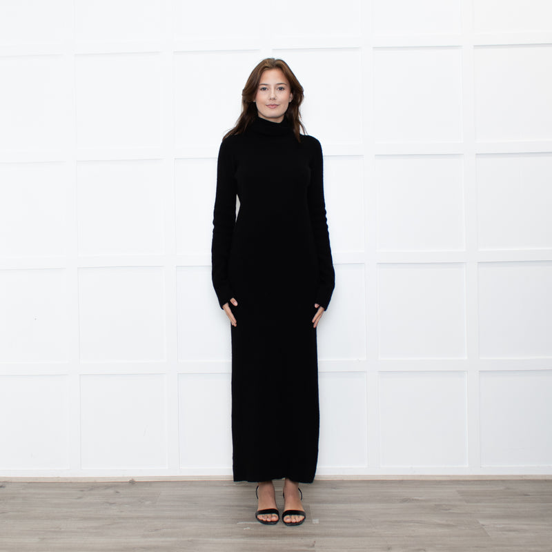 Raey Black Cashmere Knit Rollneck Maxi Dress