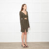 Acne Studios Khaki Green Rib Knit Wrap Front Dress