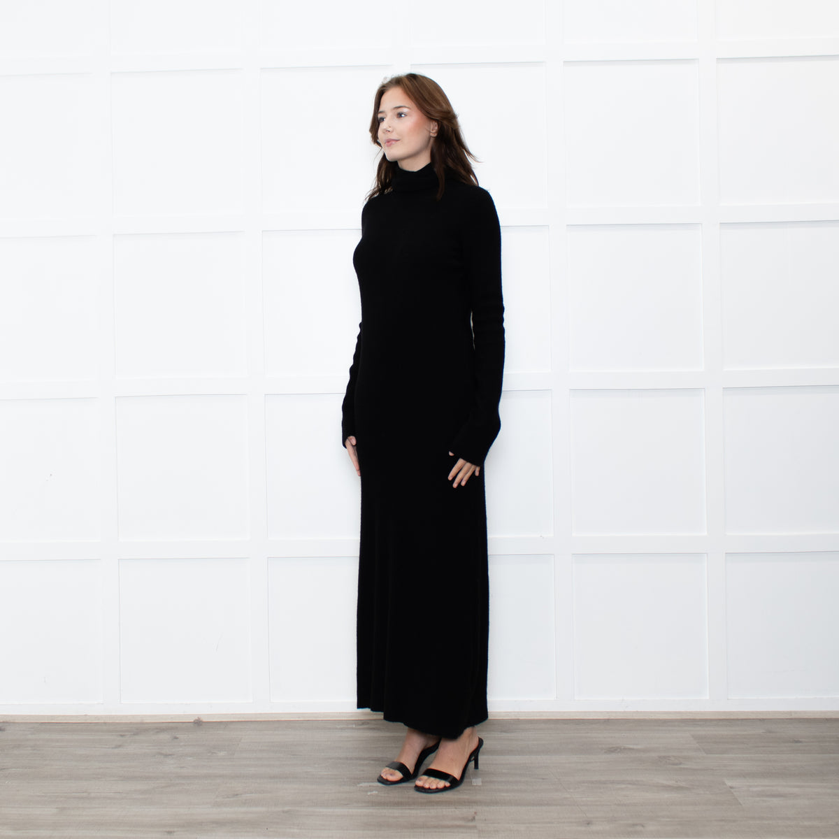 Raey Black Cashmere Knit Rollneck Maxi Dress