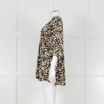 Ba&sh Black With Green And Pink Floral Print V Neck Top