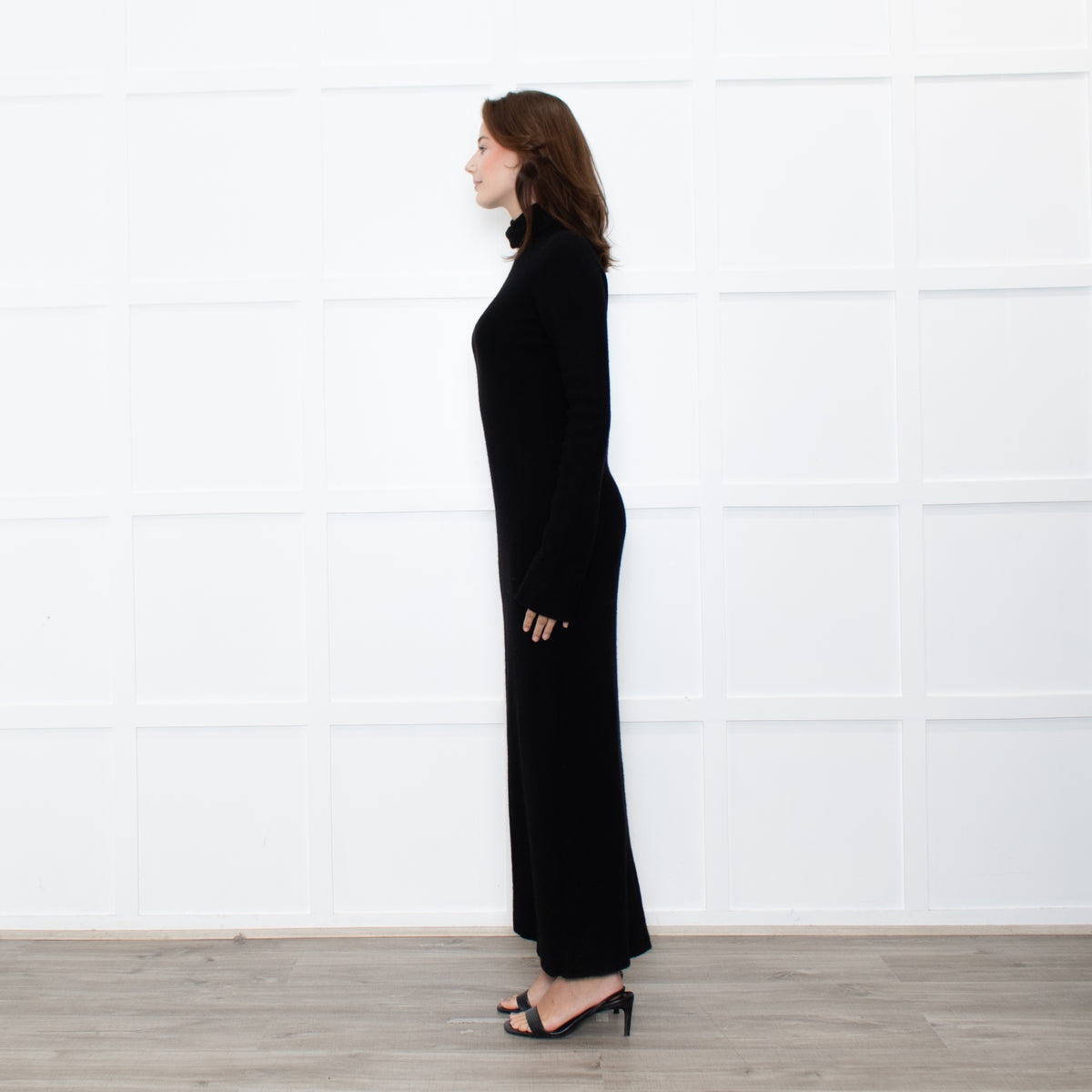 Raey Black Cashmere Knit Rollneck Maxi Dress