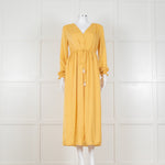 Louise Misha Yellow Crinkle Elasticated Cuff Maxi Dress